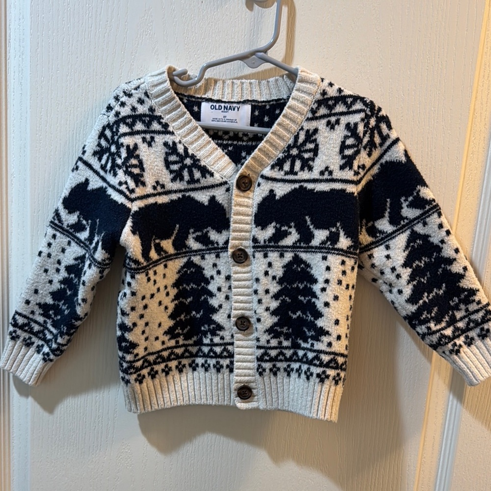 Old Navy Kids' Navy and Cream Patterned Cardigan